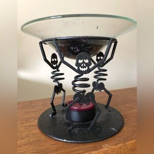 PartyLite Halloween Skeleton Metal & Glass Tea Light Warmer Burner Decor